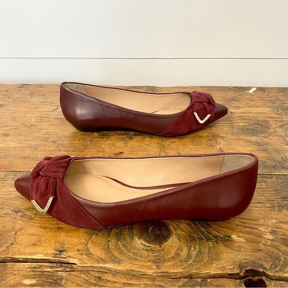 Antonio Melani Suede Pointed Toe Bow Comfort Flats in Burgundy, Women's Size 6.5 - Picture 4 of 17